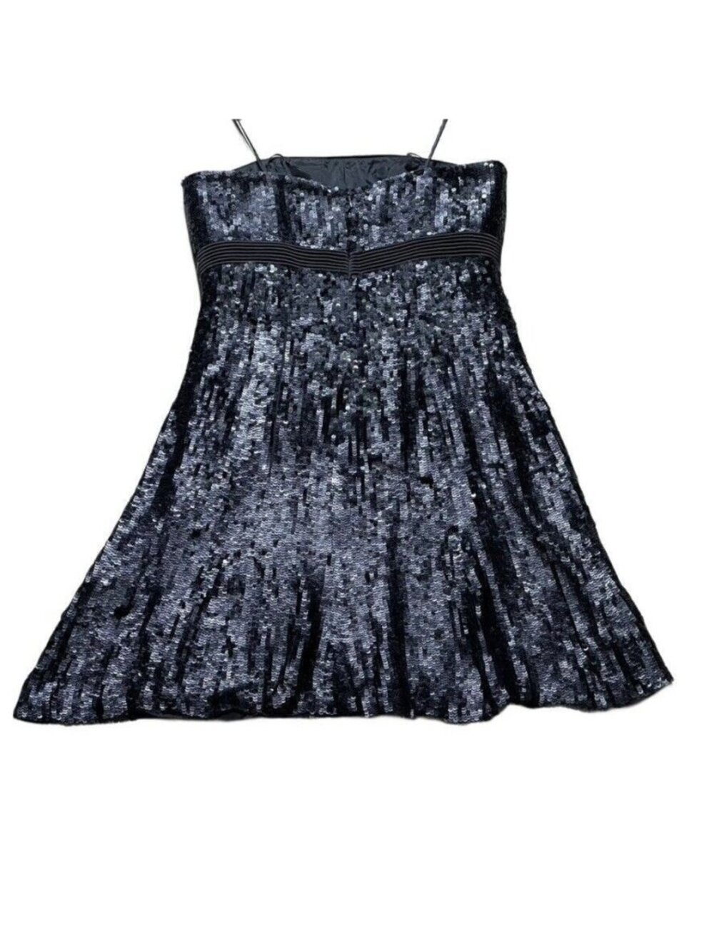 Strapless Black Sequin Cocktail Dress Knee-Length by BADGLEY MISCHKA - Picture 6 of 14
